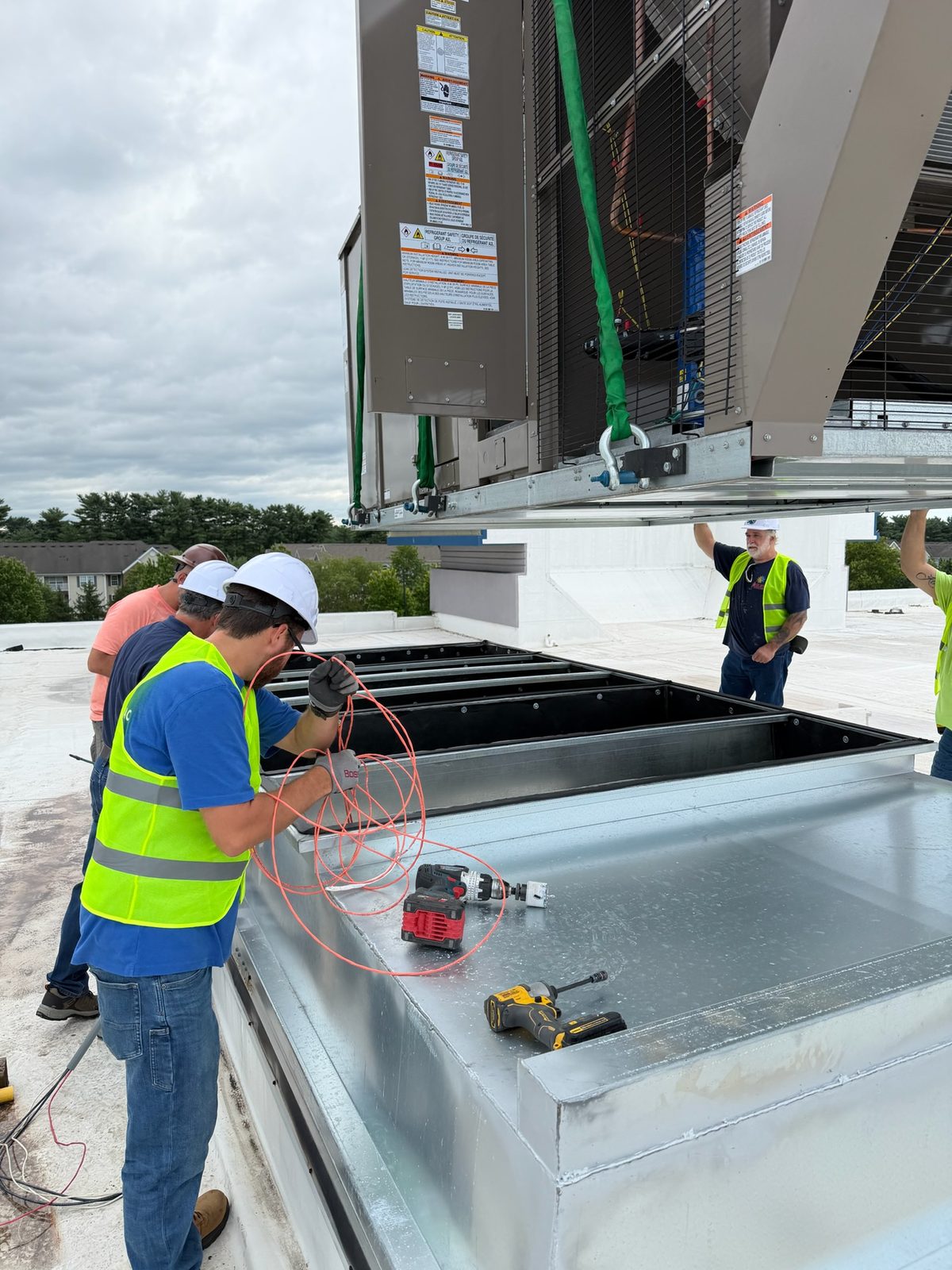 On-site ductwork fabrication and connection during a commercial HVAC installation
