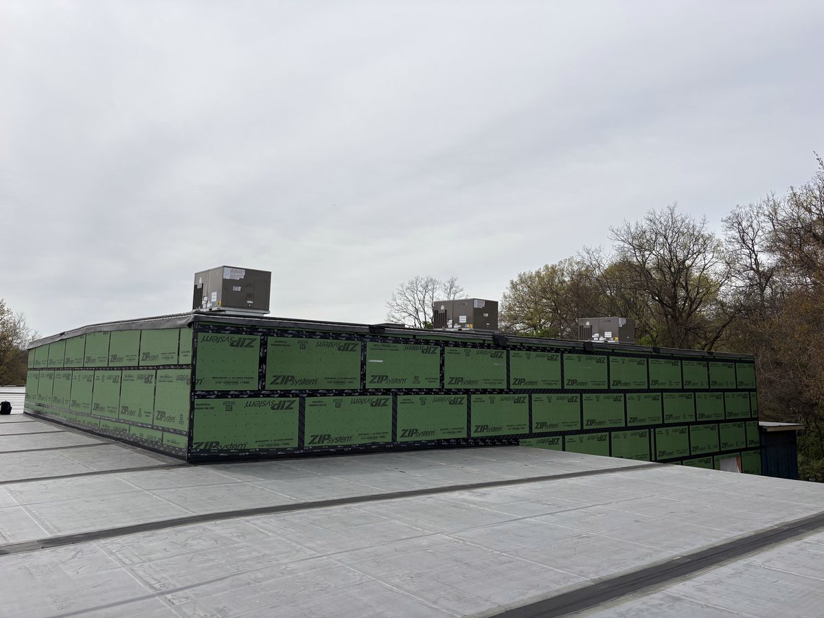 Rooftop units set on a modular gymnasium building in Central New Jersey